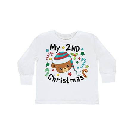 

Inktastic My 2nd Christmas Cute Bear with Candy Canes Gift Toddler Boy or Toddler Girl Long Sleeve T-Shirt