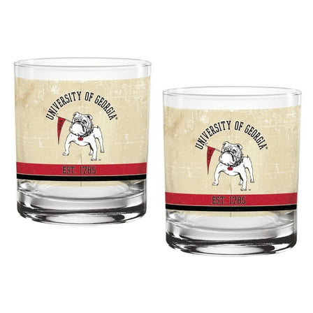 Georgia Bulldogs Two-Pack 14oz. Tan Vintage Glass Set