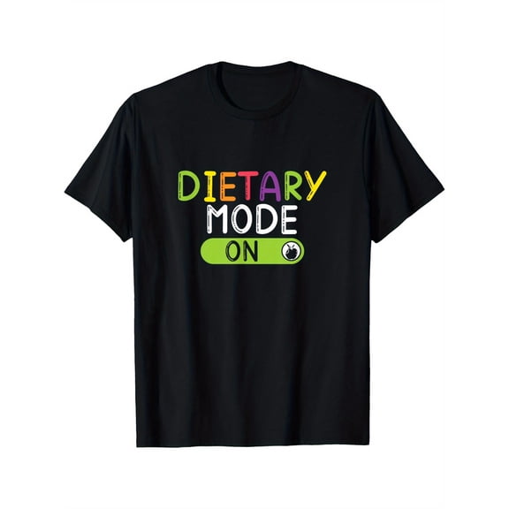 [Everyday Comfort] Men's "Dietary Mode On" Humorous Nutritionist T-Shirt - 100% Cotton, Soft & Breathable, Short Sleeve Crew Neck Tee for Casual Wear