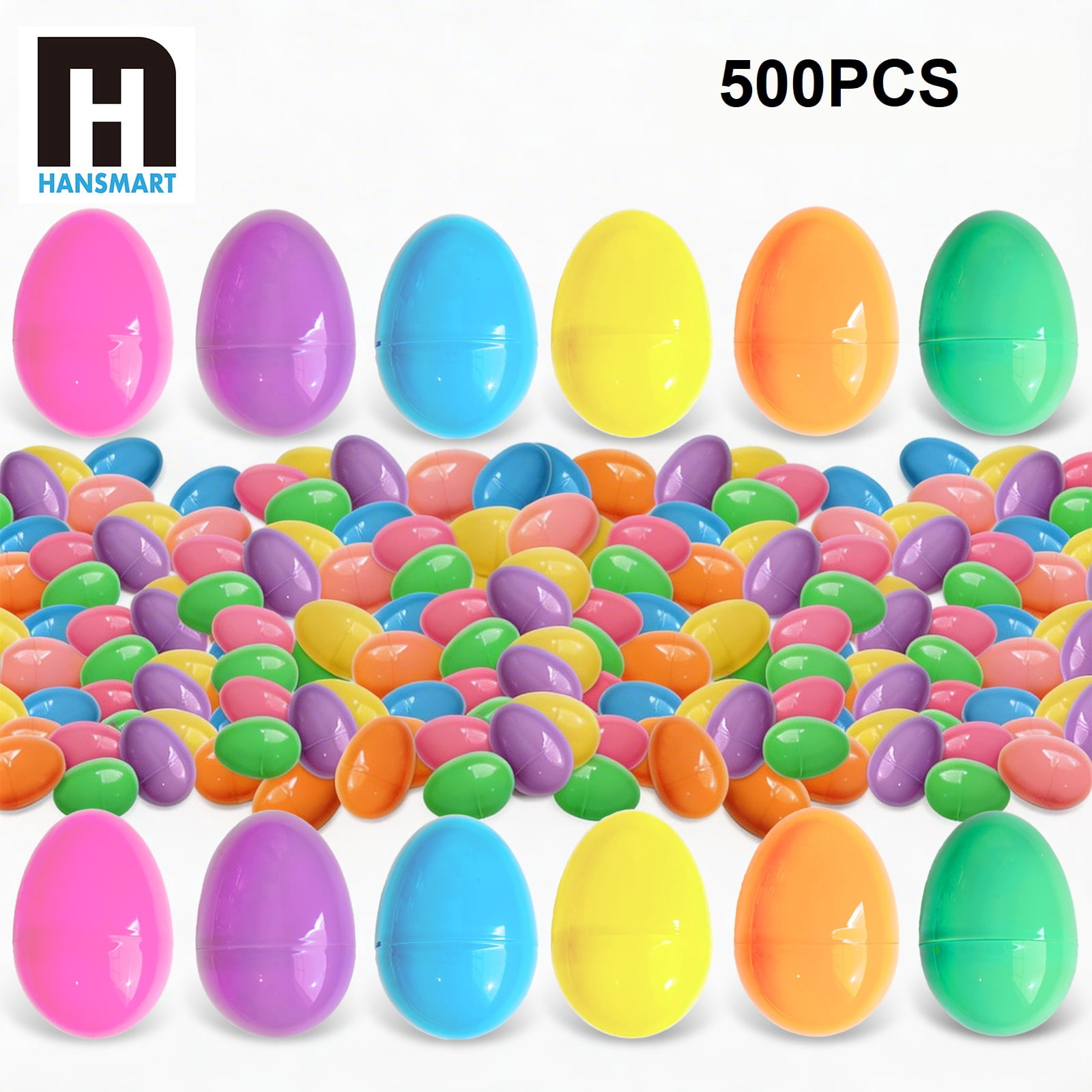 500PCS Plastic Easter Eggs, Empty 2.3" Eggs Bulk Fillable for Easter Hunt Party Favor Basket Stuffers Filler Classroom Prize Supplies Decor