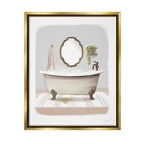 Stupell Industries Bubble Bath Tub Bathroom Graphic Art Metallic Gold Floating Framed Canvas Print Wall Art, Design by House Fenway