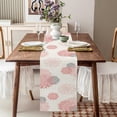thumbnail image 4 of Pink Gray Table Runner Dahlia Pinnata Flower Beige Table Runners Modern Elegant Pompon Farmhouse Geometric Table Center Decor for Girls Room Dining Party Patio (13 x 72 Inch), 4 of 6