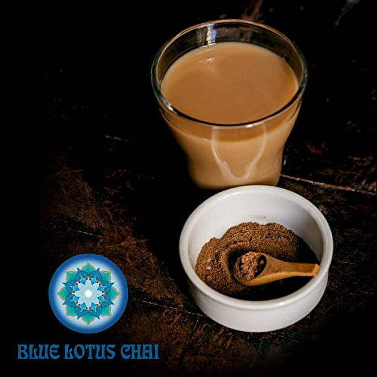 Vintage blue pot of traditional indian masala chai tea with