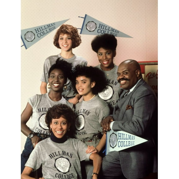 A Different World, (Clockwise From Top Left): Marisa Tomei, Dawnn Lewis, Ted Ross, Vernee Watson-Johnson, Phyllis Stickney, Lisa Bonet (Center), (Season 1), 1987-93, � Carsey-Werner Co. / Courtesy: