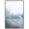 thumbnail image 3 of PixonSign Framed Canvas Print Wall Art Rock Formations on Beach Shore Nature Wilderness Photography Realism Modern Landscape Expressive Blue Metallic for Living Room, Bedroom, Office - 24"x36" White, 3 of 5