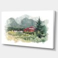 thumbnail image 2 of Watercolor House Aad Mountains - Landscape Canvas Art Print, 2 of 3