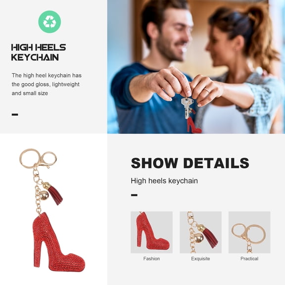 jojofuny Sparkling Red High Heel Keychain , 1 Pack, 7.5 x 2.8 Inches Stylish Charm Accessory