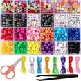 thumbnail image 1 of 960 Pieces Colorful Pony Beads Alphabet Letter Bead with Elastic Rope Tweezers Scissors for DIY Bracelet Making Kit, 1 of 5