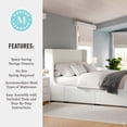 thumbnail image 4 of Martha Stewart King Upholstered Platform Bed with Wingback Headboard and 4 Side Storage Drawers, Wood Slat Foundation, No Box Spring Needed, Off-White, 4 of 20