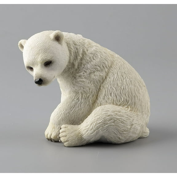 4.25 Inch Polar Bear Cub Sitting Decorative Statue Figurine, White