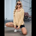 thumbnail image 4 of Sudadera de Algodón con Forro y Media Cremallera para Mujer, Cálida, de Invierno, con Bolsillo Amarillo Albaricoque XL, 4 of 10