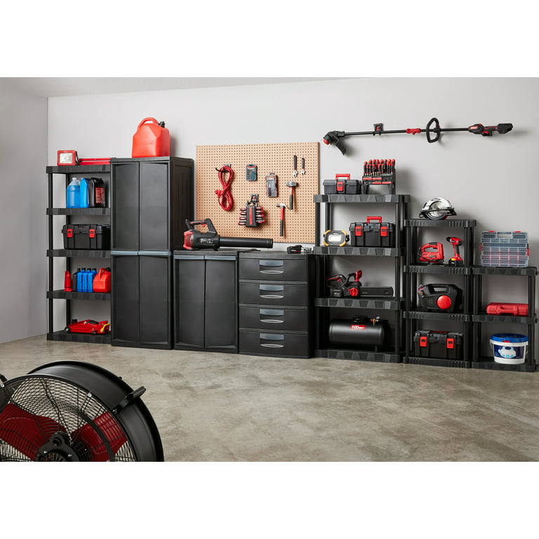 Hyper Tough 3-Tier Shelving Unit, W30 x D14 x H39 Multipurpose Garage  Plastic Shelf Organizer, Black