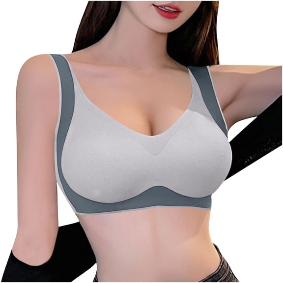 REORIAFEE Push up Bras for Women Pull on Wide Strap Bra Comfortable Seamless Padded Bras M-2XL