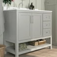 thumbnail image 3 of Emma + Oliver 42 Inch Bathroom Vanity, Single Sink Cabinet with 2 Soft Close Doors, Open Shelf and 3 Drawers, Carrara Marble Finish Countertop, Gray, 3 of 12