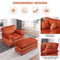 thumbnail image 5 of BUIORD 56" Accent Chair with Ottoman, Corduroy Single Sofa Chair Armchair with Pillows, Deep Seat Couch for Living Room, Orange, 5 of 7