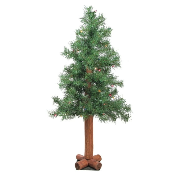 3' Pre-Lit Medium Woodland Alpine Artificial Christmas Tree - Multicolor Lights