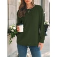 thumbnail image 2 of SHIBEVER Long Sleeve Shirts for Womens Tops for Women Trendy Casual Womens Crew Neck Shirt with Pocket Fall Shirts for Women 2025 Winter Clothes Army Green XL, 2 of 10