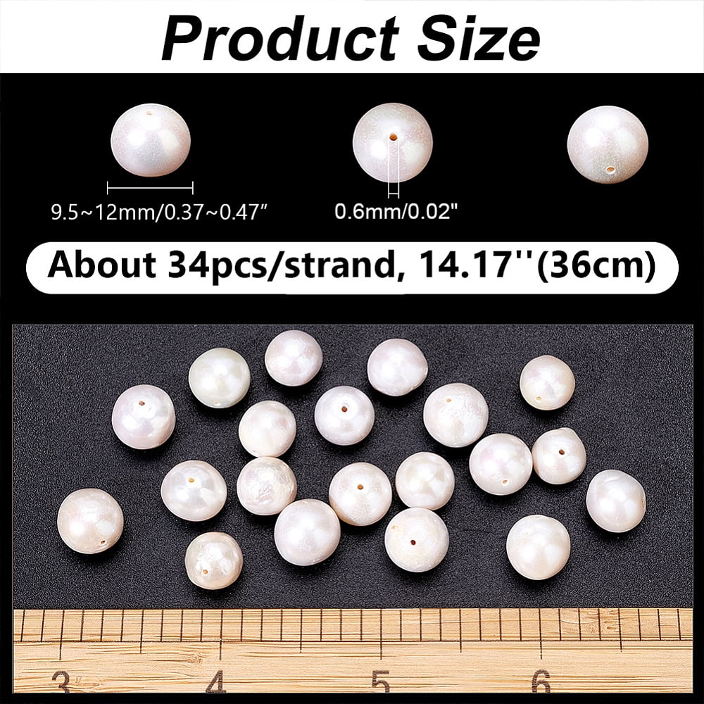 20 Pcs 10mm Natural Cultured Freshwater Pearl Beads Grade A Big Size White Baroque Pearl Beads Round Loose Freshwater Pearl Charms Beads