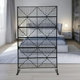 thumbnail image 6 of Metal Outdoor Privacy Screen Set with Stand,Freestanding Decorative Privacy Screen for Balcony Patio Lawn Garden,Indoor Room Decorative Divider (Black- Stripe), 6 of 14