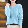 thumbnail image 2 of MXUIKV Crewneck Sweaters for Women Long Sleeve Fall Fashion Fitness Knitted Tunic Stretchy Loose Fitted Womens Blouses Solid Color, 2 of 5