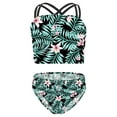 thumbnail image 5 of YONGHS Girls 3 Piece Rash Guard Tankini Set Floral Bikini with Long Sleeve Zip Shirt Swimwear Bathing Suit Lily 10, 5 of 7
