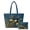 Blue Gold Peacock Pattern, variant on POLERO Patchwork Botanical Print Purses and Handbags Set for Daily Use, Zipper Closure Casual Tote Bags Handbags 2 Pack Polyester Women's Quilted Bag