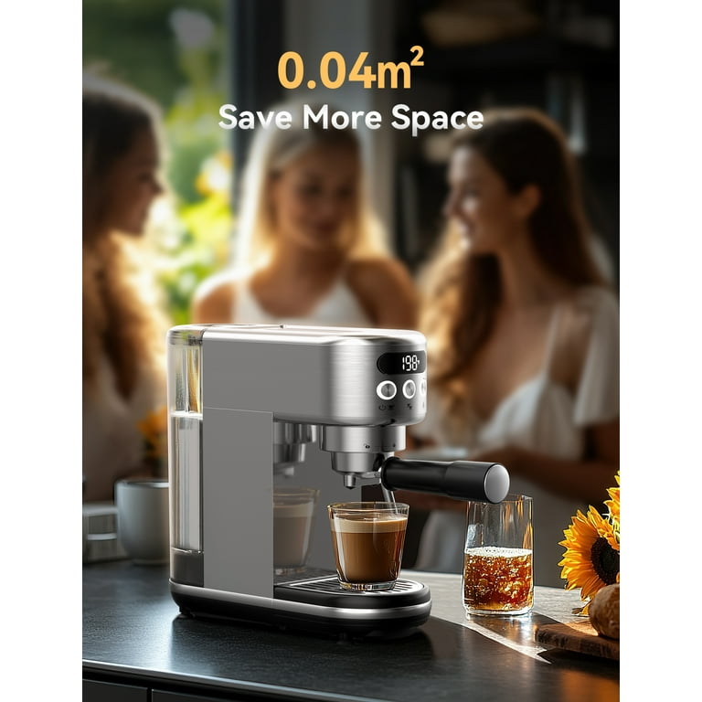 Neretva, 20 Bar Espresso Machine, Compact Stainless Steel, LED
