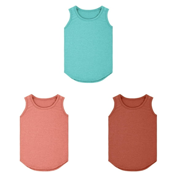 TSADFHJI 3 Pack Girl Tops Size 6-7Girls Tank Tops Kids Summer Crewneck Sleeveless Shirts Dancewear 3 To14 Years