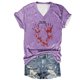 thumbnail image 1 of Tops Cortos para las Mujeres, Halloween Impreso V-Cuello Camiseta de Manga Corta, Tela de Imitación de Moda Casual, 1 of 3