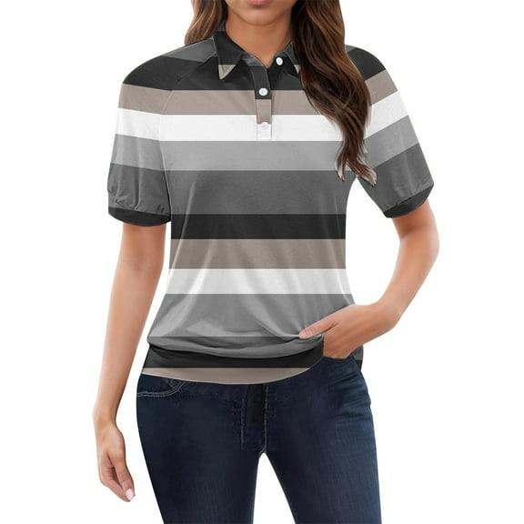Uooqdmx Polo Shirts for Women, Womens Polo Shirts Short Sleeve, Golf Polo Women, Collared Shirts for Women, Womens Shirts Dressy Casual, Gray L