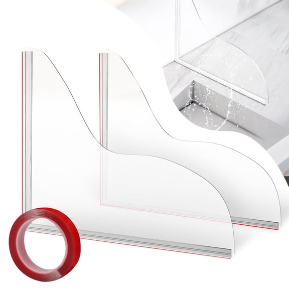 RYLZX Shower Splash Guard Kit, Large Splash Guards for Bathtub Waterproof Self-Adhesive Shower Corner Guards to Keep Water in Shower or Bath, Pack of 2 (8.3 x 7.9 inches)