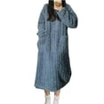 thumbnail image 2 of hotojiny Sherpa Robes for Women Fleece Lined Long Sleeves Loungewear Winter Warm Sleep Dress Loose Sleepwear Fuzzy Housecoat Bathrobe, 2 of 7
