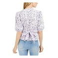 thumbnail image 2 of INC Womens Purple Tie Floral Short Sleeve V Neck Wrap Top XS, 2 of 4