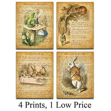 Alice In Wonderland - Set of Four Prints (11x14) Unframed - Makes a Great Gift for Alice in Wonderland Fans!