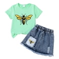thumbnail image 4 of Kids Girl Clothes Print Short Sleeve Top and Shorts Toddler Girl Summer Outfits Short Set 6-12 Months 12-24 Months 2t 3t 4t 5t 6t 7t 8t 9t Children 7 Years, 4 of 4