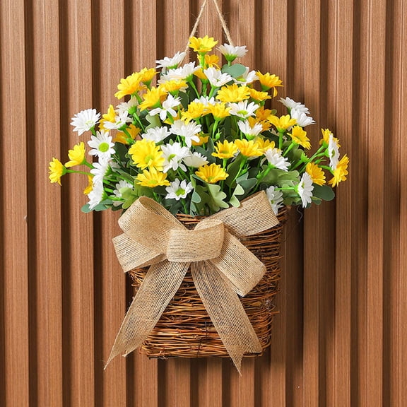 Hydrangea Door Hanger Basket Wreath, Spring Wreaths for Front Door, Summer Wreath Hanger Basket Wreath Artificial Floral Wreath for Front Door Wall Window Farmhouse Party Holiday Home Decor