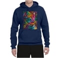 thumbnail image 3 of Colorful Cat Portrait | Cat Lover Owner | Dean Russo Art Animal Lover Unisex Hoodie Sweatshirt, Navy, 2XL, 3 of 5