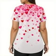 thumbnail image 5 of Dwralegc Valentines Day Tops for Women V Neck T Shirts Love Heart Print Short Sleeve Nursing Comfortable Tee Stretch Workwear Hot Pink 2XL, 5 of 5