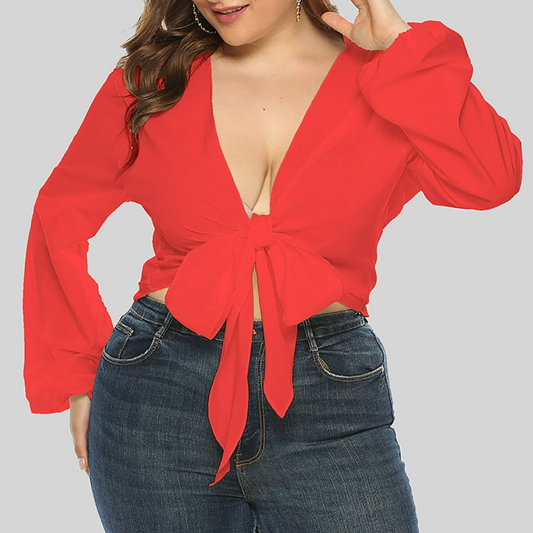 3/4 sleeve Stripe V neck Bowknot Plus size Tops 3/4 sleeve Stripe V neck Bowknot Plus size Tops