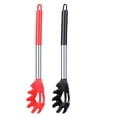 thumbnail image 1 of Paquete de 2 tenedores de pasta de silicona, servidor de cuchara de fideos resistente al calor de cocina, colador de espagueti sin BPA, las mejores herramientas de cocina (negro-rojo) Jormftte WRLF-209, 1 of 7