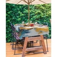 thumbnail image 3 of Boanket Outdoor Tablecloth with Umbrella Hole for Patio/Picnic/Party/Camping, Butterfly Waterproof Table Cloth Rectangle Table Cover Washable, Abstract Teal Brown Oil Painting Modern (60"x 120"), 3 of 7
