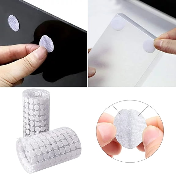 500 Pairs White Strong Self Adhesive Dots 0.59 inch Diameter Sticky Back Hook Nylon,Loop Dots with Waterproof Sticky Glue Tapes,Suitable for Classroom,Home 1/3/5Pack
