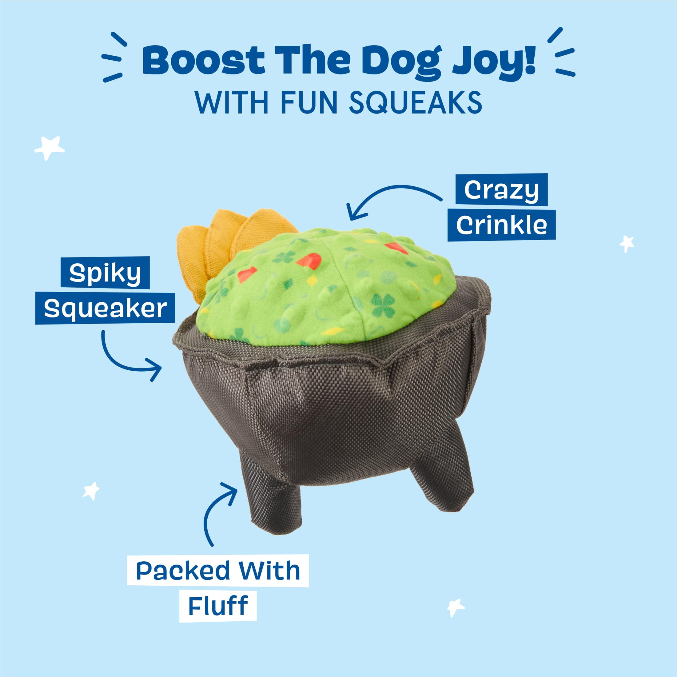 BARK Stop, Guac, and Mole Guacamole Plush Food Dog Toy, Medium