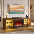 thumbnail image 3 of Bestier 70 Inch Fireplace TV Stand for TV up to 80", LED Entertainment Center with 23" Electric Fireplace Media Console Table for Living Room with Glass Shelves, Rustic Brown, 3 of 17