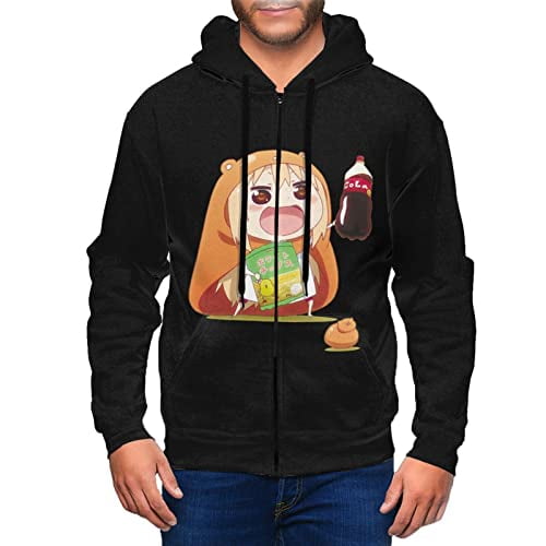Anime Himouto Umaru Chan Full Zip Hooded Boys Comfort Hoodie Long Sleeve Pullover Black