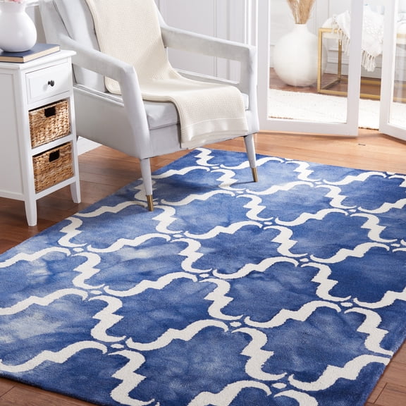 Safavieh Dip Dye Talbot Distressed Wool Area Rug, Navy/Ivory, 6' x 9'