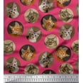 thumbnail image 1 of Soimoi Polyester Crepe Fabric Cat Face Animal Printed Fabric 1 Yard 42 Inch Wide, 1 of 1