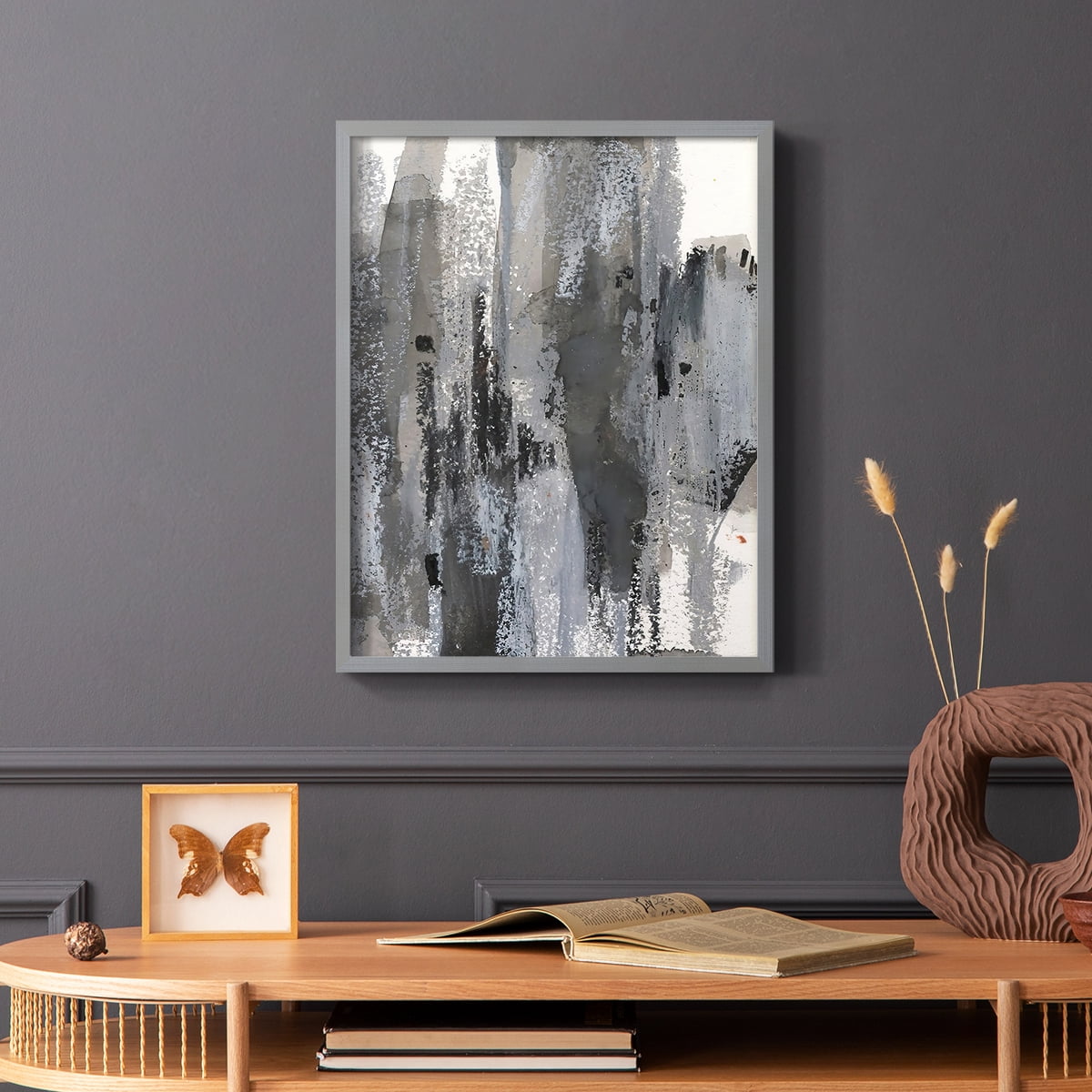 Loft Pastel III Framed Print in Gray Solid Wood Framed Print No Nail Hanging