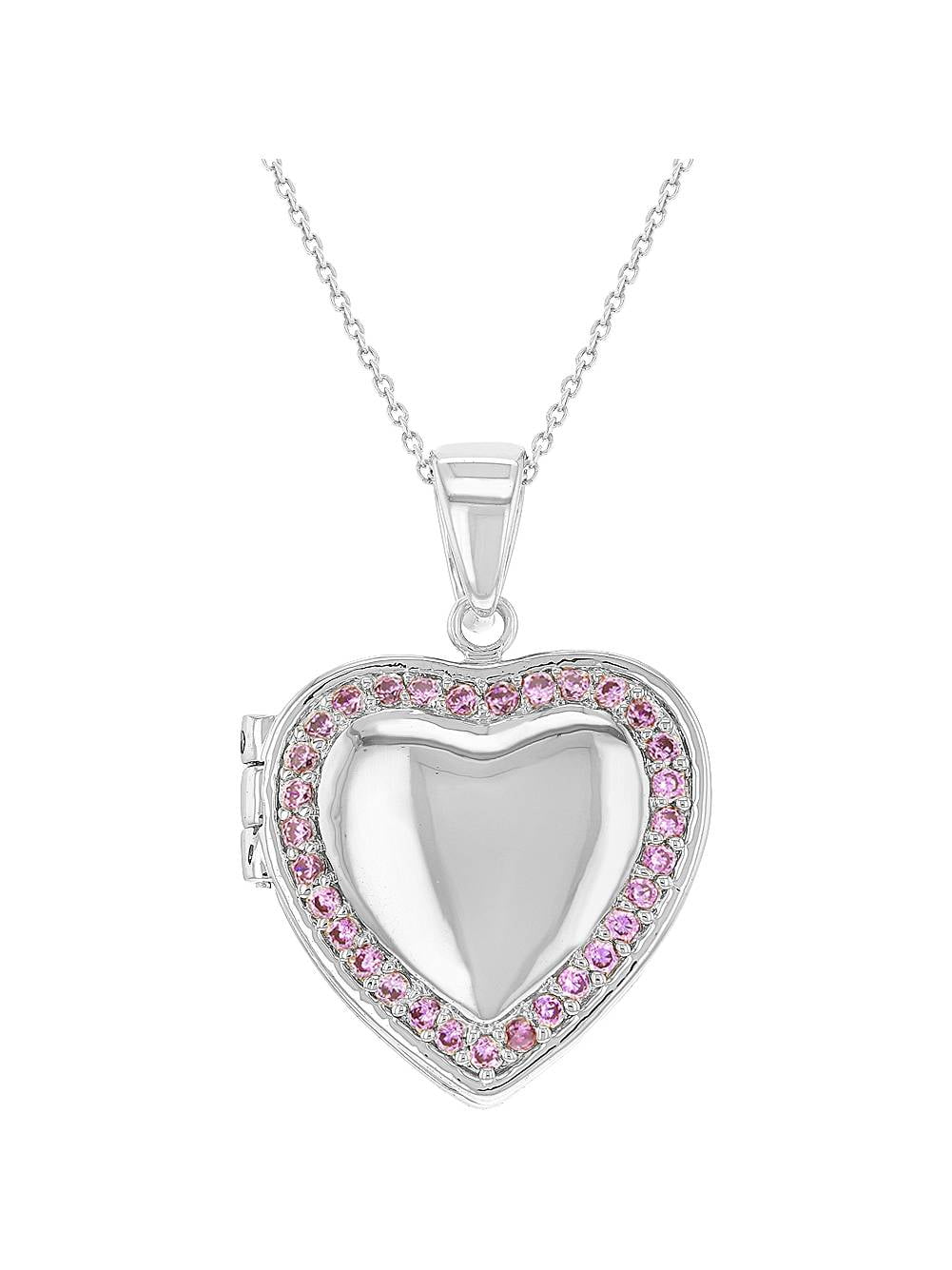 In Season Jewelry Remembrance I Love You Photo Heart Locket Pendant Necklace 19" 