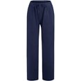 thumbnail image 2 of Women's Low Waist Wide Leg Linen Flare Pants Casual Drawstring Loose Plus Size Lounge Trousers with Pockets, 2 of 6